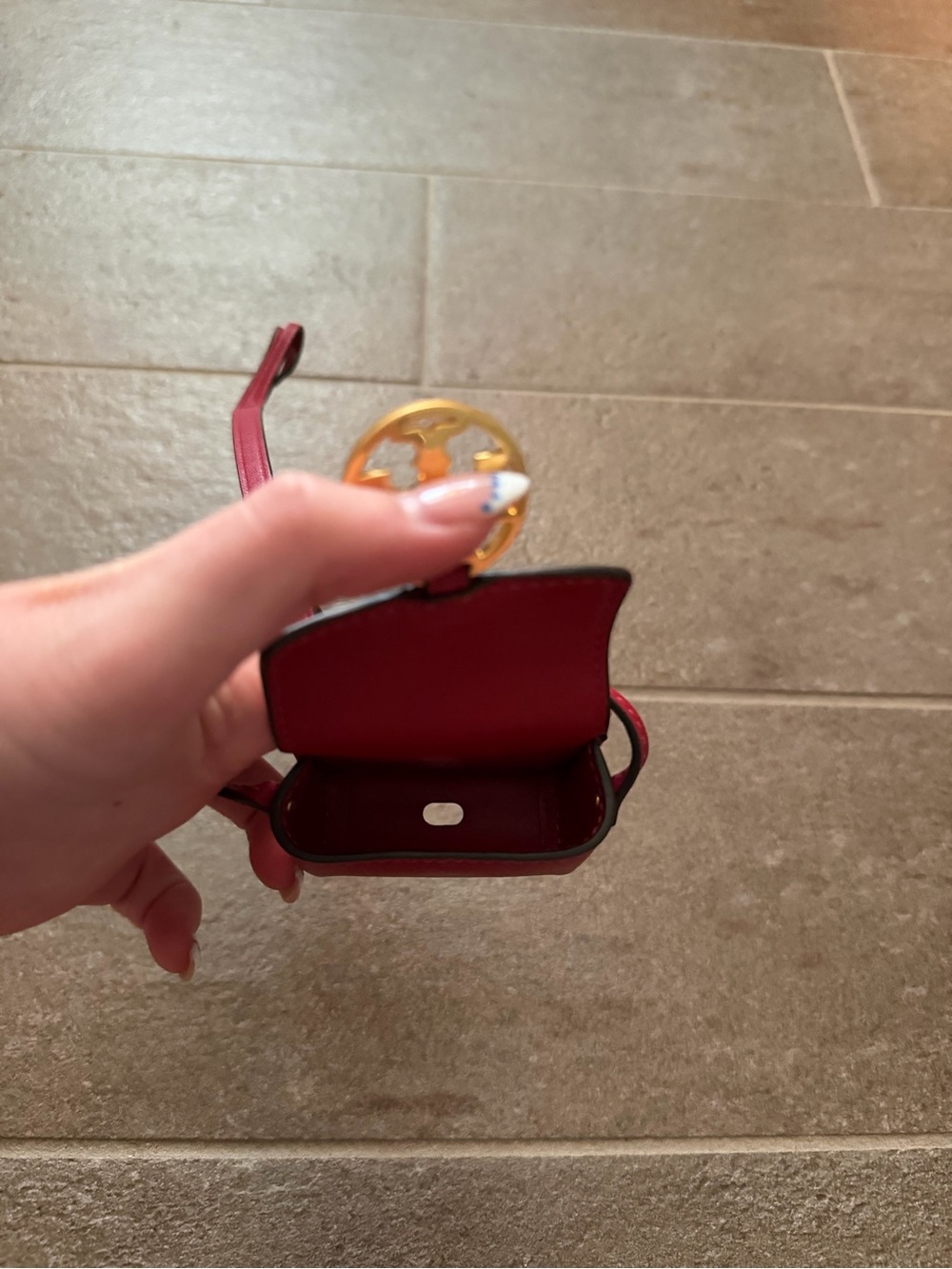 Tory Burch Red Leather Mini Crossbody with Gold Logo - Picture 3 of 3
